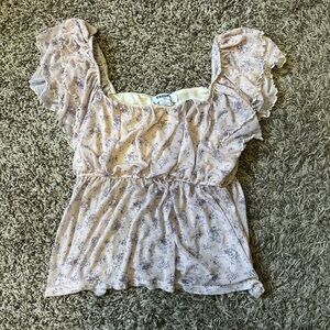 floral baby doll top with ruffle trim